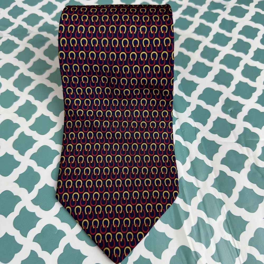 Brooks Brothers Makers Silk‎ Tie Black Red Gold Horse Shoe Men's 60”  Necktie
